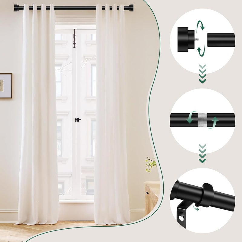 hei! dear Black Curtain Rods for Windows 66 to 120Inch(5.5-10ft),1 Inch Diameter Heavy Duty Curtain Rods,Adjustable Modern Decorative Drapery Rod,Telescoping Window Curtains Rod 36-120",Matte Black - Image 4